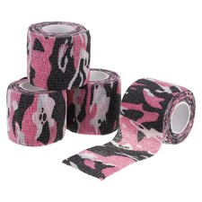 2in x 14.76ft Camo Tape Wrap, 4 Rolls Self-Adhesive Camouflage Tape, Rose Red