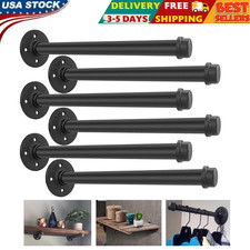 6 Pack Industrial Pipe Shelf Brackets 12 Inches Iron Pipe Floating Shelf Bracket