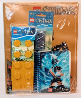 LEGO CHIMA School Supply Bundle Yellow Pencil Case& Blue Sharpener Notbk Folders