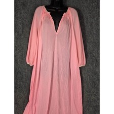 Eve Stillman Vintage Pink Smocked V-Neck Maxi Nightgown Long Sleeve Philippines