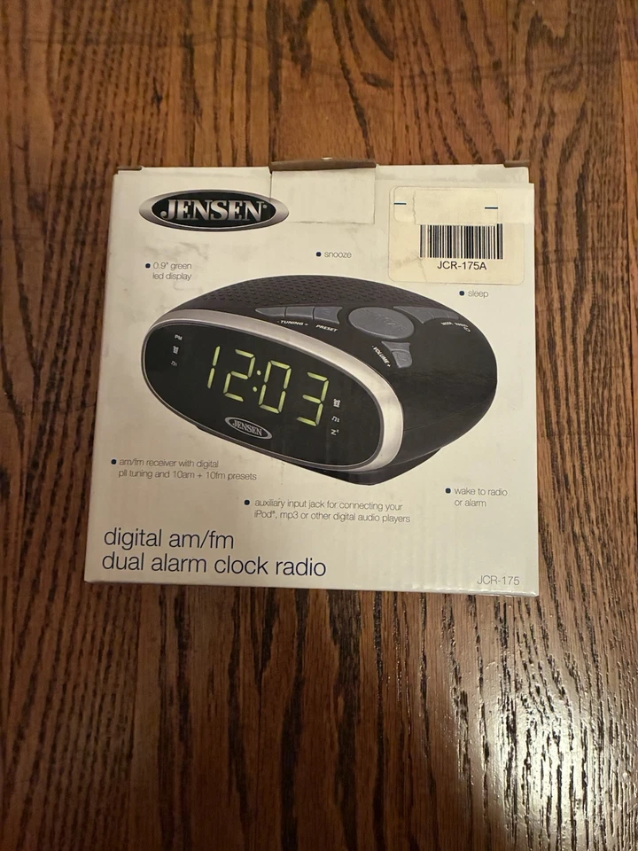 Jensen Digital AM/FM Dual Alarm Clock Radio JCR-175 Green LED New In Box - Image 3 of 4
