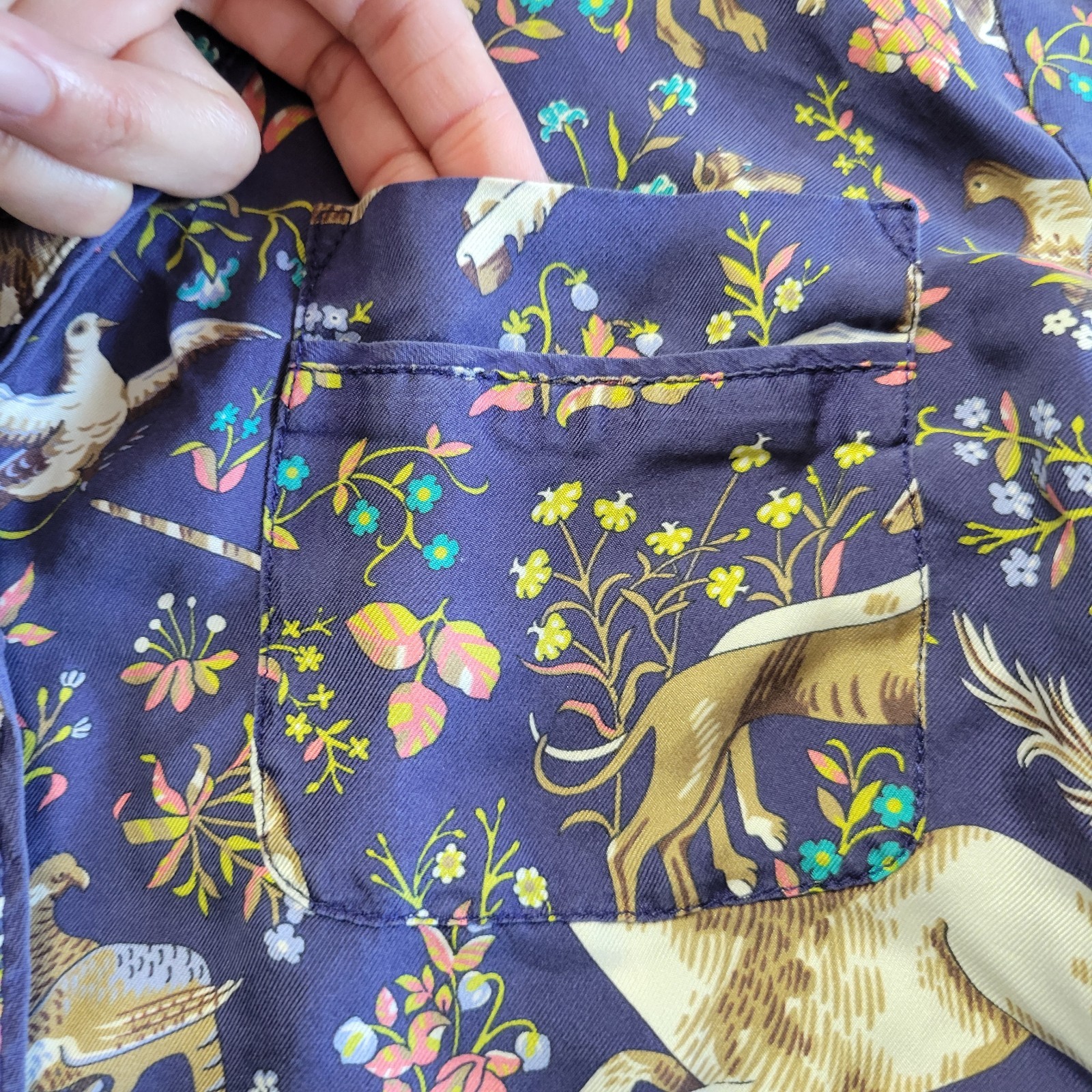 J.Crew x Drake's London Midnight Unicorn 100% Silk Pajama Style Top Size 0-2?