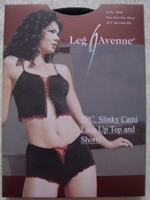 LA8846 Leg Avenue 2pc Slinky Cami Lace Up Top  Matching Shorts - One Size