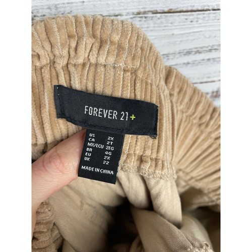 Forever 21 Plus 2X Tan Corduroy Denim Mini Skirt NEW Festival Concert Neutral - Picture 3 of 8