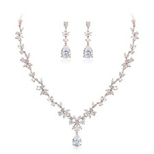 Gorgeous Wedding Jewelry Set for Women Bride Cubic Zirconia Marquise Teardrop...