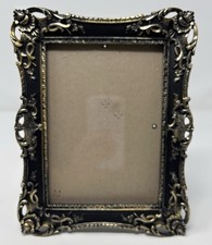 Isaac Jacobs Romantic Matte Black Brushed Antique Gold Ornate 5x7 Photo Frame