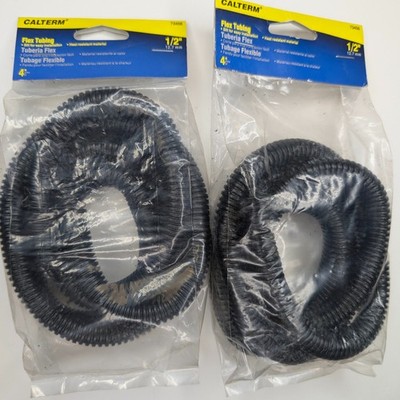 x2 LOT Calterm Flexible Tubing 1/2'' 1-1/2'' 4 Ft Black Plastic Conduit Wiring