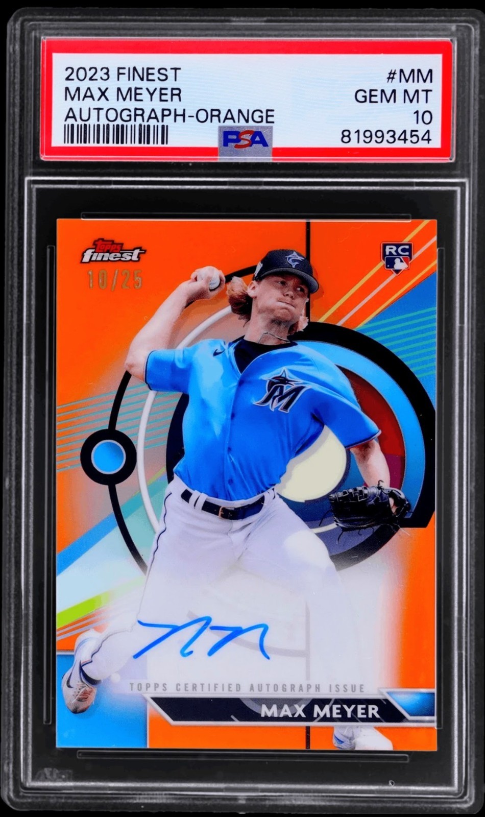 2023 Finest Max Meyer Auto Orange Refractor #FAMM /25 PSA 10 Rookie RC