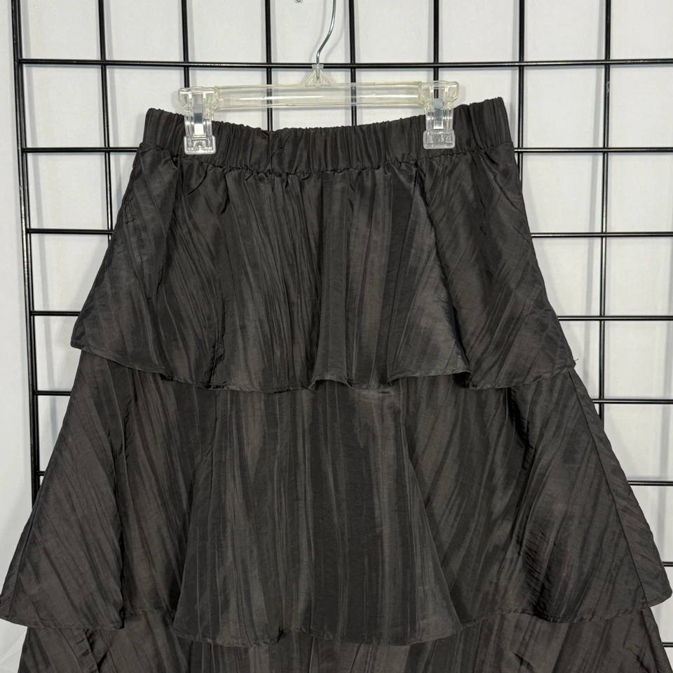 SHOW ME YOUR MUMU 全摆褶皱分层长裙女式小号黑色波西米亚 — 第 2/4 张图片