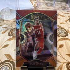 2020-21 Panini Select - Concourse Trae Young #2 Red White Orange Flash Prizm