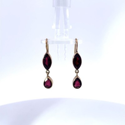 Jane Diaz 10k Rose Gold Leverback Dangle Earrings with Garnets