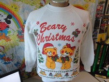 Vintage 90's Beary Christmas Merry Bear Holiday White Crewneck Sweatshirt Size M