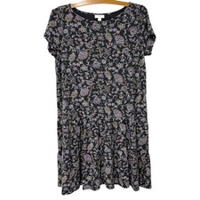J. Jill | Dress Short Sleeve Floral Cotton Blend Knee Length Gray- Size Small