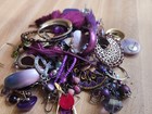 135.7g Purple Mismatched Earrings Lot Singles Repair Craft Jewelry Mixed — photo 3