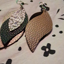 Faux Leather Leaf Shape Dangle/Drop Hook Earrings, Multicolor, No Stone