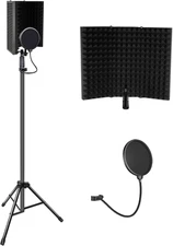 Recording Microphone Stand Isolation Shield with Heavy Tripod Stand,Professional