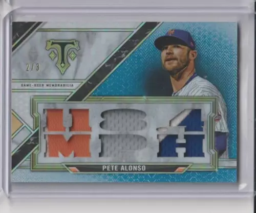 2021 Topps Triple Threads Pete Alonso Sapphire #/3 Triple Relic Mets TTR-PA1