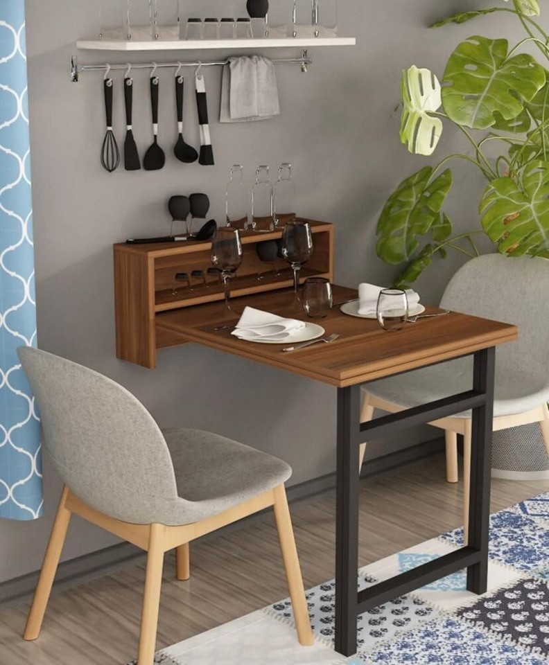 Wooden Murphy Folding Table Space Saving Wall Mounted Dining Kitchen ...