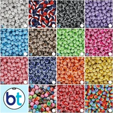 BeadTin White Striped 10mm Round Resin Beads (75pcs) - Color choice