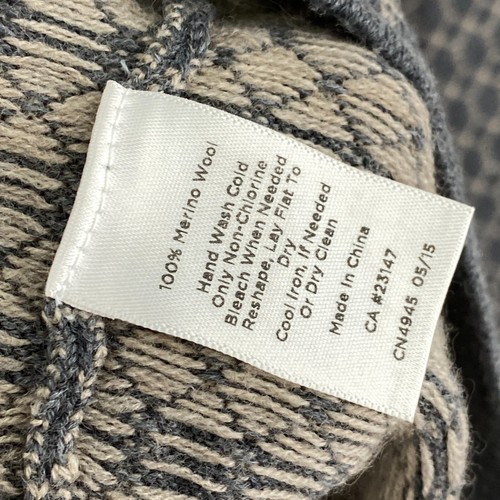 Talbots Pure Merino Wool Rolled Neck Sweater Top Size Large Gray Geometric - Picture 11 of 12