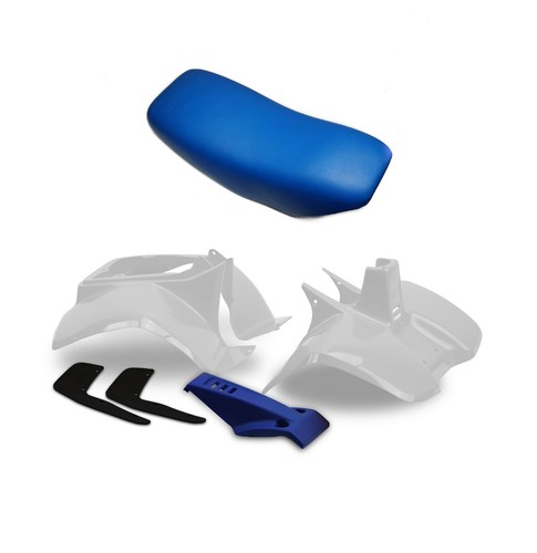 Plastics & Seat For Suzuki LT50 White Front Rear Fender, Blue Nose Cone Mudflaps - Picture 1 of 5