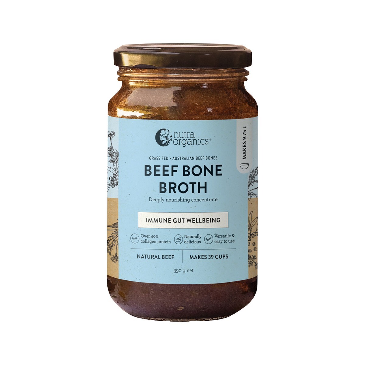 Nutra Organics Beef Bone Broth Deeply Nourishing Concentrate Natural