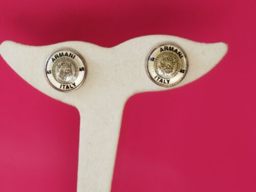 Armani Silver & Black Button Earrings in Sterling Silver