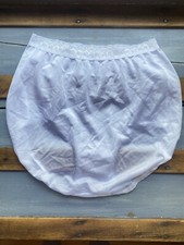 Vintage Hanes Nylon Granny Sissy Panties Icy White Lace Waistband Med 6