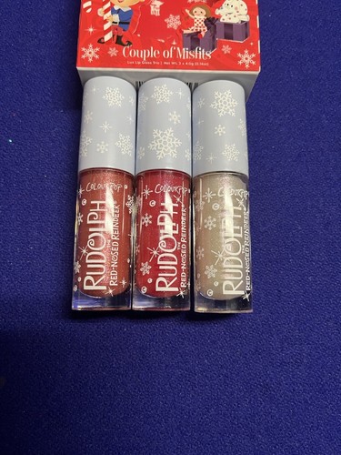 Colourpop Rudolph The Red Nosed Reindeer Lux Gloss Trio Couple Of Misfits NEW - Picture 2 of 5