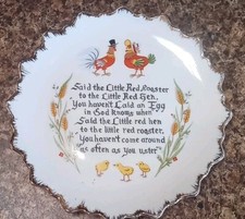 Diamante Fino China Pequeño Gallo Rojo/Gallina Pollos Granja Amor 7" Plato Decorativo