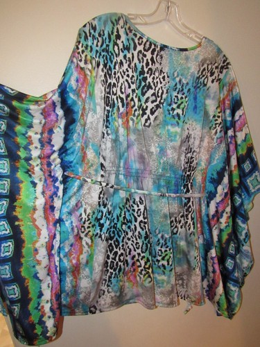 Alberto Makali Womens Top Large Tunic Floral Print Colorful Caftan Artsy Blouse - Picture 9 of 10