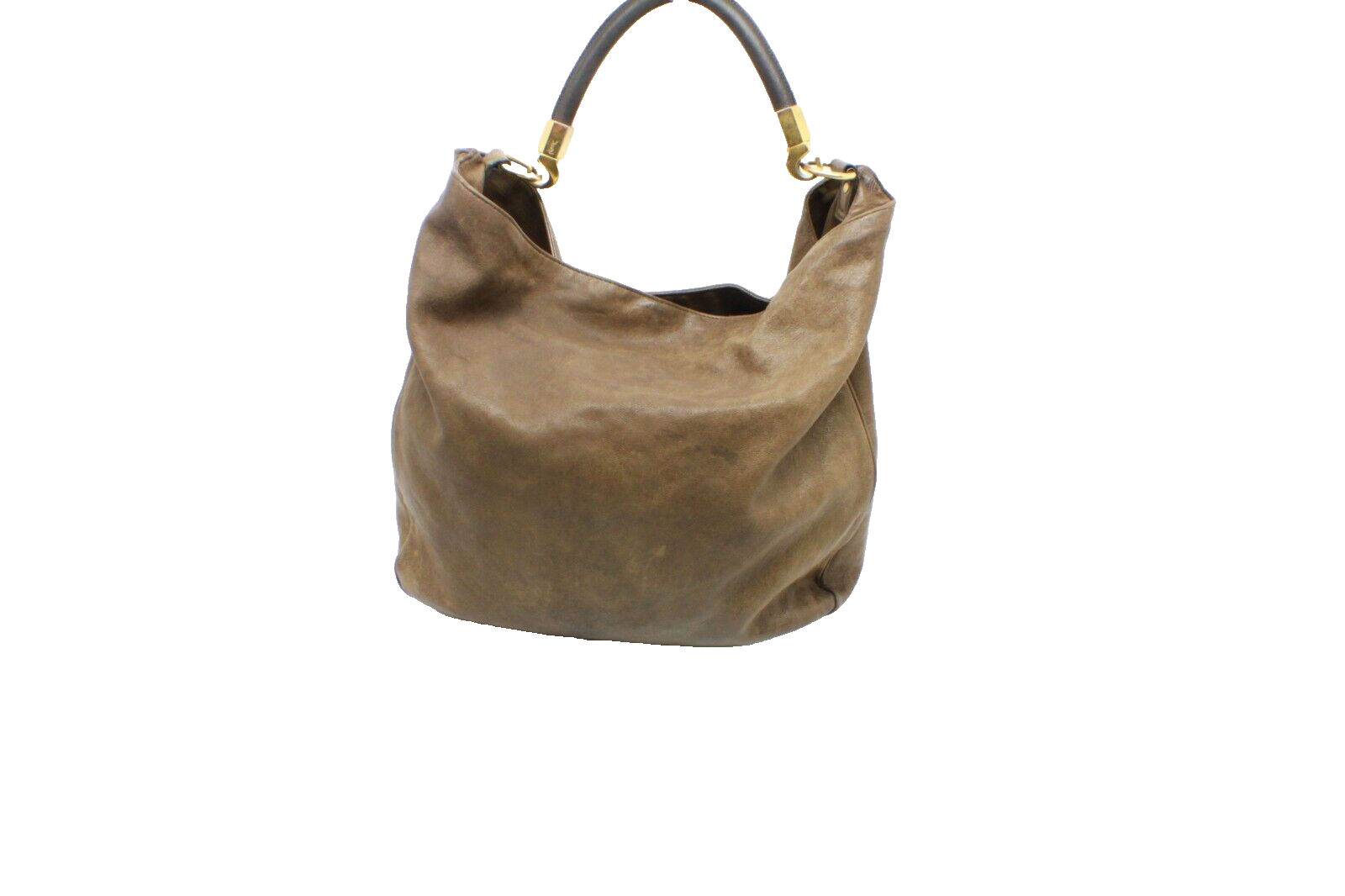 Borsa Hobo YSL Yves Saint Laurent verde oliva in pelle roady grande spedizione gratuita