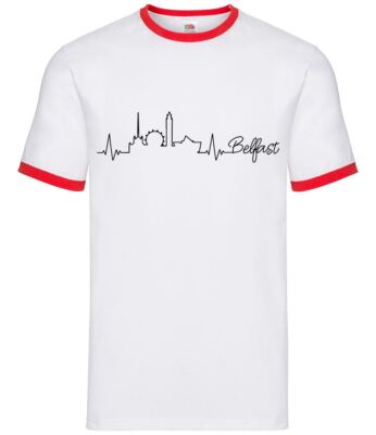 Heartbeat City Silhouettes Belfast - Mens Ringer - Northern Ireland Capital