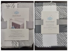 New Cloud Island Buffalo Crib Sheet  Ferns Changing Pad Cover White Gray Bundle