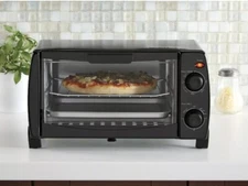 Mainstays 4 Slice Black Toaster Oven with Dishwasher-Safe Rack & Pan, 3 Piece