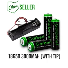 4 Pack KIT 3.7v 18650 Rechargeable Battery 3000mAh Tipped 67mm Lithium USA Garbe