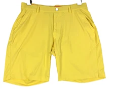 Redvanly Golf Shorts Mens M Yellow Performance Stretch Hanover Pull On Active 8"