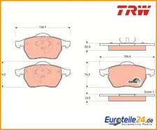 Brake pad set, disc brake Cotec TRW GDB1376 for Audi A4