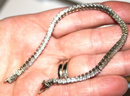 Fabulous 925 sterling silver marked gemstones tennis Bracelet Lot#88