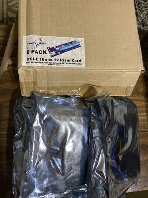 6-PK Victony PCI-E 1x to 16x Riser Card USB Extender Cable & SATA Power Adapter
