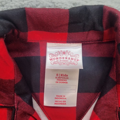 Wondershop (Target) Kids Size 5 Christmas Pajamas Buffalo Check 2pc Set NWT - Picture 2 of 4
