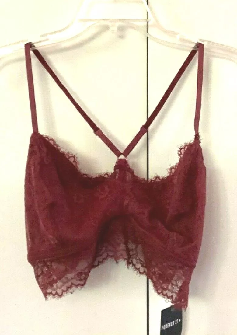 Forever 21 - Women's Lingerie Burgundy Sheer Lace Racer Back