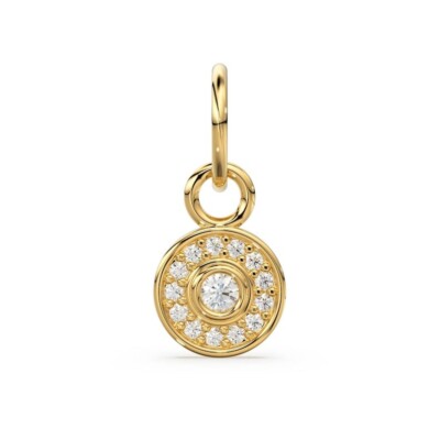 Zierlicher runder Diamant 14k massives Gold Charm Anhänger Schmuck Gold Fundstücke 10x7mm