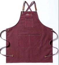 Professional Denim Jeans Apron Burgundy Men Apron Barber Waterproof Barber Apron