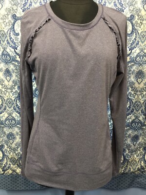 HIND L Large Purple Long Sleeve Crew Neck Shirt Thumbholes
