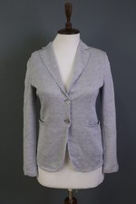 Harris Wharf London Blue Linen Pockets 2 Button Blazer Jacket Size 42