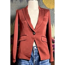 Veronica Beard Athens Satin Rust Clay Dickey Blazer Jacket 0