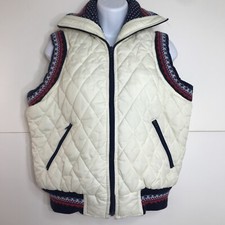 Womens Large Vintage 80's Quilted Puffer Sleeveless Ski Snow Style Vest