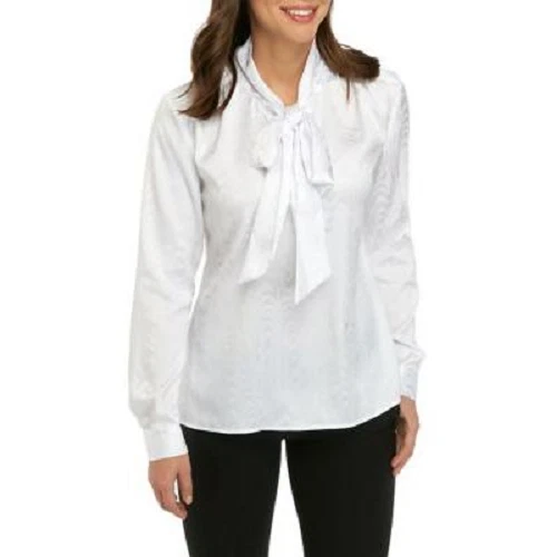 NWT CALVIN KLEIN WHITE CAREER BOW NECK BLOUSE SIZE M SIZE L SIZE XL 79