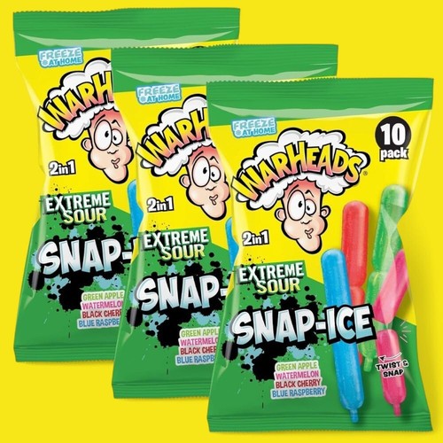 Warheads Extreme Sour Snap Ice Pops 10 Pack x 6 Freeze at Home Candy Lollies - Picture 12 of 22